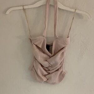Forever 21 Rushed Crop Halter Top, Size S, Pink